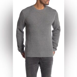 All Saints Men's Textured Gray Crewneck Sweater Small